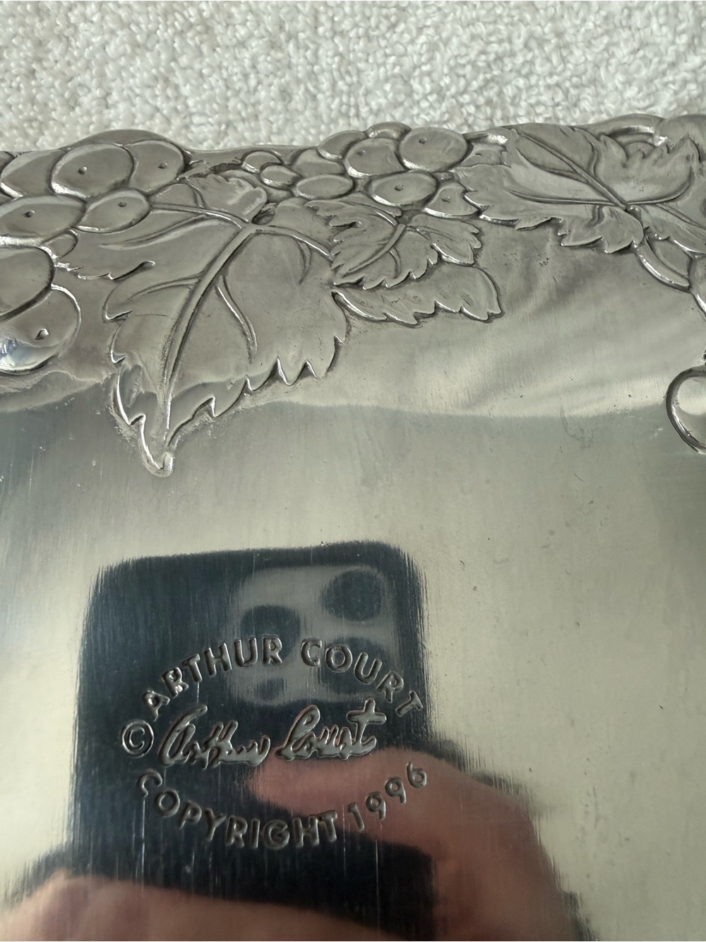 Arthur Court Silver Grape Motif Serving Tray - Picture 5 of 7
